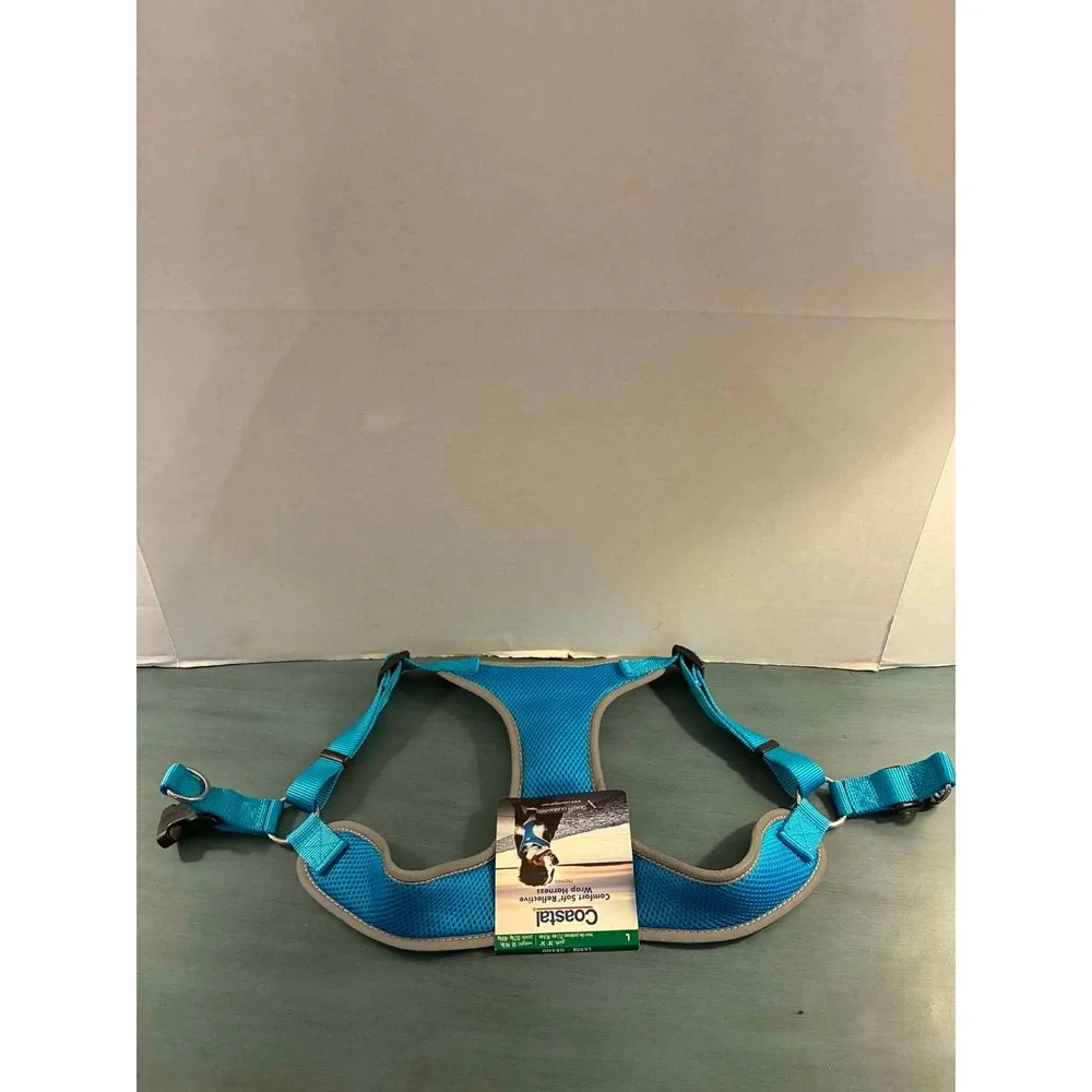 Coastal Dog Harness Large Blue New Reflective Comfort Soft Mesh Wrap Harness